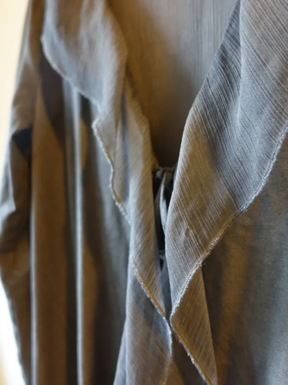 Lightweight Ruffle Open-Front Cardigan - Grey - Picture 6 of 9